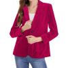 image:imageCHARTOU Women 1 Button Fitted Velvet Blazer Jacket Business Suit Jacket Work Office Notched CollarRosy