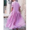image:imageCHARTOU Women Casual Loose Fit Long Sleeve Button Up Collared Shirt Pleated Flowy Maxi Long Blouse DressPink