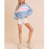 image:imageCHARTOU Women Color Block Pullover Sweatshirt Fuzzy Patchwork Raw Hem Long Sleeve Oversized Shirt TopsBlue
