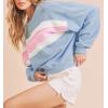 image:imageCHARTOU Women Color Block Pullover Sweatshirt Fuzzy Patchwork Raw Hem Long Sleeve Oversized Shirt TopsBlue
