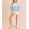 image:imageCHARTOU Women Color Block Pullover Sweatshirt Fuzzy Patchwork Raw Hem Long Sleeve Oversized Shirt TopsBlue