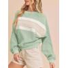 image:imageCHARTOU Women Color Block Pullover Sweatshirt Fuzzy Patchwork Raw Hem Long Sleeve Oversized Shirt TopsGreen