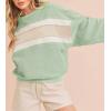 image:imageCHARTOU Women Color Block Pullover Sweatshirt Fuzzy Patchwork Raw Hem Long Sleeve Oversized Shirt TopsGreen