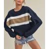 image:imageCHARTOU Women Color Block Pullover Sweatshirt Fuzzy Patchwork Raw Hem Long Sleeve Oversized Shirt TopsNavy