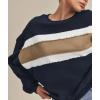 image:imageCHARTOU Women Color Block Pullover Sweatshirt Fuzzy Patchwork Raw Hem Long Sleeve Oversized Shirt TopsNavy