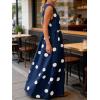 image:imageCHARTOU Women Cotton Linen Shift Dress Summer Casual Polka Dot Tunic Flowy Maxi Long DressNavy