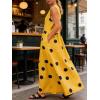 image:imageCHARTOU Women Cotton Linen Shift Dress Summer Casual Polka Dot Tunic Flowy Maxi Long DressYellow
