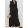 image:imageCHARTOU Women Flowy Long Sleeve Maxi Dress Button Down Long Shirt Dress Flowy Cardigan Kimono Boho Beach Cover UpsBlack