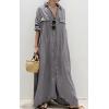 image:imageCHARTOU Women Flowy Long Sleeve Maxi Dress Button Down Long Shirt Dress Flowy Cardigan Kimono Boho Beach Cover UpsGrey