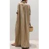 image:imageCHARTOU Women Flowy Long Sleeve Maxi Dress Button Down Long Shirt Dress Flowy Cardigan Kimono Boho Beach Cover UpsKhaki
