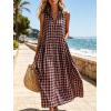 image:imageCHARTOU Women Plaid Maxi Dress Summer Gingham Lapel Sleeveless Button Down Sun Dress with PocketsBlack Pink