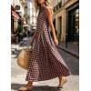 image:imageCHARTOU Women Plaid Maxi Dress Summer Gingham Lapel Sleeveless Button Down Sun Dress with PocketsBlack Pink