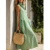 image:imageCHARTOU Women Plaid Maxi Dress Summer Gingham Lapel Sleeveless Button Down Sun Dress with PocketsGreen