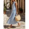 image:imageCHARTOU Women Plaid Maxi Dress Summer Gingham Lapel Sleeveless Button Down Sun Dress with PocketsLight Blue