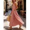 image:imageCHARTOU Women Plaid Maxi Dress Summer Gingham Lapel Sleeveless Button Down Sun Dress with PocketsRed