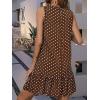 image:imageCHARTOU Women Polka Dot Summer Dress Cute Ruffle Hem Short Shift Dress Beach Vacation OutfitsBrown