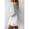 image:imageCHARTOU Women Summer 2 Pieces Vacation Outfits Hollow Out Eyelet Lace Embroidered Blouse and Shorts Matching SetsWhite