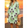 image:imageCHARTOU Women Summer Boho Floral Beach Dresses 34 Sleeve Front Tie Stripe Vacation Tunic Dress with PocketsGreen