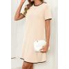image:imageCHARTOU Women Summer Contrast Color Midi Dress Short Sleeve Tunic Shirt DressApricot