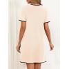 image:imageCHARTOU Women Summer Contrast Color Midi Dress Short Sleeve Tunic Shirt DressApricot