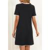 image:imageCHARTOU Women Summer Contrast Color Midi Dress Short Sleeve Tunic Shirt DressBlack