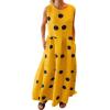 image:imageCHARTOU Women Cotton Linen Shift Dress Summer Casual Polka Dot Tunic Flowy Maxi Long DressYellow