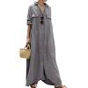 image:imageCHARTOU Women Flowy Long Sleeve Maxi Dress Button Down Long Shirt Dress Flowy Cardigan Kimono Boho Beach Cover UpsGrey