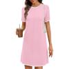 image:imageCHARTOU Women Summer Contrast Color Midi Dress Short Sleeve Tunic Shirt DressPink