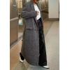 image:imageCHARTOU Long Wool Trench Coat Women Double Breasted Herringbone Notch Collar Dressy Winter Pea CoatBlack