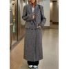 image:imageCHARTOU Long Wool Trench Coat Women Double Breasted Herringbone Notch Collar Dressy Winter Pea CoatBlack