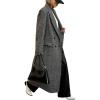 image:imageCHARTOU Long Wool Trench Coat Women Double Breasted Herringbone Notch Collar Dressy Winter Pea CoatBlack