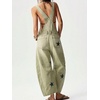 image:imageCHARTOU Women Bib Barrel Jeans Overalls Y2k Star Print Baggy Wide Leg Pants Cropped Cargo Denim JumpsuitGreen