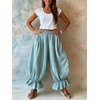 image:imageCHARTOU Women Summer Ruffle Hem Beach Pants Flowy Lantern Wide Leg Trousers Boho Casual Cotton BloomersLake Blue