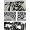 image:imageCHARTOU Women Summer Striped Wide Leg Lounge Pants Boho Eyelet Lace Elastic Waist Beach Palazzo TrousersBlack