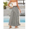 image:imageCHARTOU Women Summer Striped Wide Leg Lounge Pants Boho Eyelet Lace Elastic Waist Beach Palazzo TrousersBlack