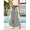 image:imageCHARTOU Women Summer Striped Wide Leg Lounge Pants Boho Eyelet Lace Elastic Waist Beach Palazzo TrousersBlack