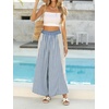 image:imageCHARTOU Women Summer Striped Wide Leg Lounge Pants Boho Eyelet Lace Elastic Waist Beach Palazzo TrousersBlue
