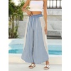 image:imageCHARTOU Women Summer Striped Wide Leg Lounge Pants Boho Eyelet Lace Elastic Waist Beach Palazzo TrousersBlue