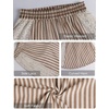 image:imageCHARTOU Women Summer Striped Wide Leg Lounge Pants Boho Eyelet Lace Elastic Waist Beach Palazzo TrousersBrown