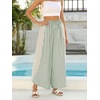 image:imageCHARTOU Women Summer Striped Wide Leg Lounge Pants Boho Eyelet Lace Elastic Waist Beach Palazzo TrousersGreen