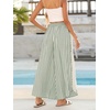 image:imageCHARTOU Women Summer Striped Wide Leg Lounge Pants Boho Eyelet Lace Elastic Waist Beach Palazzo TrousersGreen