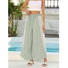 image:imageCHARTOU Women Summer Striped Wide Leg Lounge Pants Boho Eyelet Lace Elastic Waist Beach Palazzo TrousersGreen