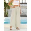 image:imageCHARTOU Women Summer Striped Wide Leg Lounge Pants Boho Eyelet Lace Elastic Waist Beach Palazzo TrousersLight Green