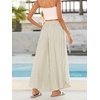 image:imageCHARTOU Women Summer Striped Wide Leg Lounge Pants Boho Eyelet Lace Elastic Waist Beach Palazzo TrousersLight Green