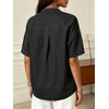 image:imageCHARTOU Womens Short Sleeve Denim Shirt Dressy Bow Tie Front Tops Summer Lightweight Button Down Jean BlouseBlack