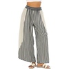 image:imageCHARTOU Women Summer Striped Wide Leg Lounge Pants Boho Eyelet Lace Elastic Waist Beach Palazzo TrousersBlack