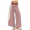 image:imageCHARTOU Women Summer Striped Wide Leg Lounge Pants Boho Eyelet Lace Elastic Waist Beach Palazzo TrousersRed
