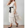image:imageCHARTOU Women Belted Shirt Long Dress Summer Polka Dot Collared Button Down Tiered Maxi Dress with PocketsWhite