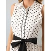 image:imageCHARTOU Women Belted Shirt Long Dress Summer Polka Dot Collared Button Down Tiered Maxi Dress with PocketsWhite
