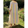image:imageCHARTOU Women Contrast Striped Button Down Summer Casual Loose Long Shirt Dress with PocketsBlue